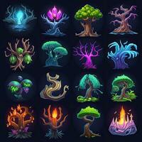 design spel magi träd ai genererad foto