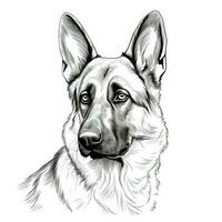 porträtt tysk herde hund ai genererad foto