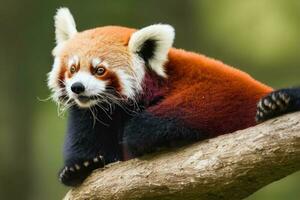 röd panda på gren illustration design foto