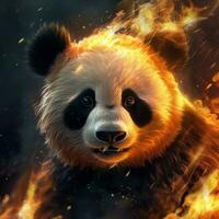 panda med brand illustration foto