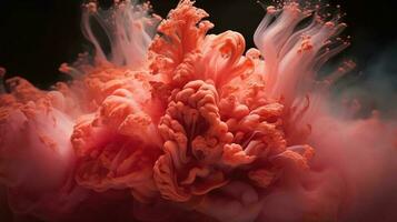 en enda linje av korall rök som den virvlar med nåd och fluiditet, ai-genererad foto