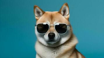 söt akita inu hund med glasögon ,generativ ai foto