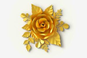 guld blomma papper stil bakgrund, 3d tolkning foto