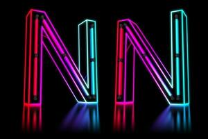 lysande färgrik neon alfabet. 3d tolkning illustration foto