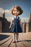 3d pixar stil liten flicka oktan framställa. generativ ai. foto