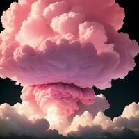 rosa ljus moln på mörk bakgrund. generativ ai. foto