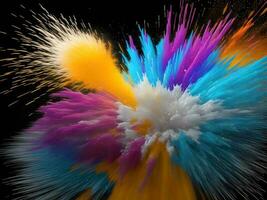färgrik explosion med hög hastighet levande Färg pulver. generativ ai. foto