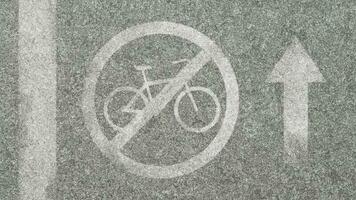 cykel piktogram målad på asfalt. begrepp cyklar kan inte flytta framåt- 3d framställa foto