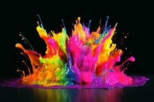 regndå färgad flytande explosion skapas med generativ ai teknologi. foto