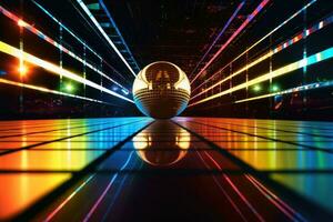 nattliv disko boll begrepp skapas med generativ ai teknologi. foto