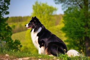 porträtt av en söt gräns collie hund skapas med generativ ai teknologi. foto