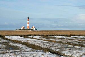 fyren i westerhever, nordfrisia, tyskland foto