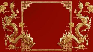 3d tolkning illustration bakgrund för Lycklig kinesisk ny år 2024 de drake zodiaken tecken med röd och guld Färg, blomma, lykta, och asiatisk element. foto