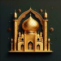 3d moské illustration för eid mubarak. islamic firande. foto