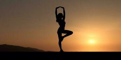 yoga stil silhuett suddig bakgrund, ai genererad foto
