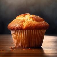 muffin choklad grädde mellanmål te tid. ai genererad foto