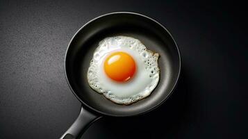 panorera med enda friterad ägg. generativ ai foto