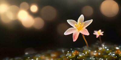 fängslande stjärna av bethleme blomma på skön suddig bakgrund, ai genererad foto