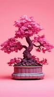 bonsai rosa träd tapet bakgrund. ai genererad foto