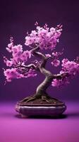 bonsai körsbär blomma blomma tapet. ai genererad foto