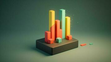 3d färgrik finansiell Diagram finansiera handel marknadsföra stock vibrerande finansiell tillväxt visualisera marknadsföra trender foto