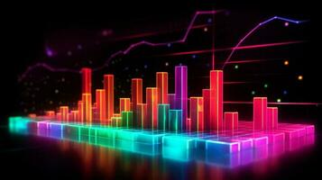 bländande finansiell spektrum neon brista 3d barer belysande marknadsföra dynamik foto