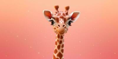 liten giraff lera tecknad serie animation, ai genererad foto