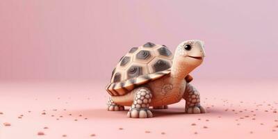 liten sköldpadda lera tecknad serie animation, ai genererad foto