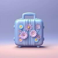 resväska blomma mönster för Semester och fritid resa destination, ai genererad foto