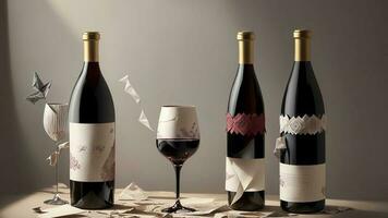 uppvikning elegans en papper konst hyllning till de vin karaff på nationell röd vin dag. ai genererad. foto