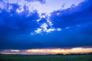 storm regn i lantlig landskap, la pampa provins, patagonien, argentina. foto