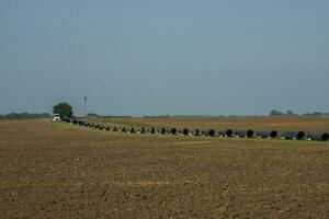 gas rörledning konstruktion, la pampa provins , patagonien, argentina. foto