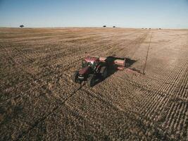 traktor och såmaskin, direkt sådd i de pampa, argentina foto