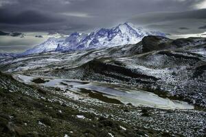 berg landskap miljö, torres del paine nationell parkera, patagonien, Chile. foto