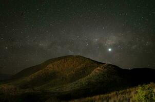 lihue cal nationell parkera, natt landskap, la pampa, argentina foto