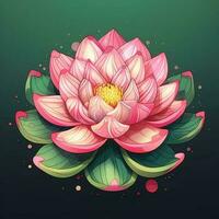 rosa lotus illustration. generativ förbi ai foto