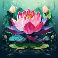 rosa lotus illustration. generativ förbi ai foto