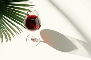 vin glas. fortfarande liv med vin glas. glasögon av röd vin med solljus. ai genererad foto