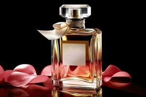 generativ ai illustration av en parfym flaska, uttrycker ljuv romantik, varm kärlek tema foto