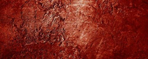 panorama- röd vägg grunge textur. abstrakt skrämmande betong, Skräck cement för bakgrund. foto