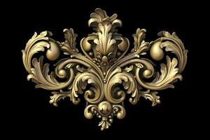 guld prydnad. antik stil guld. elegant lyx design, gyllene element i barock. guld årgång barock. generativ ai foto
