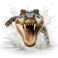 krokodil på vit bakgrund - generativ ai foto