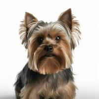 yorkshire terrier ras hund isolerat på en klar vit bakgrund foto