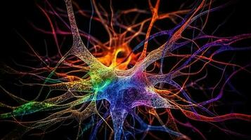 makro stänga upp skott av neuroner celler. generativ ai foto