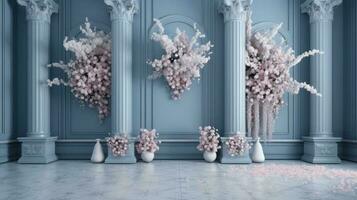 drömmande blommig bröllop bakgrund, generativ ai foto