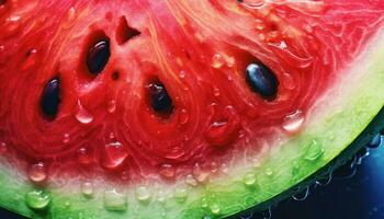 vibrerande och färgrik vattenfärg illustration av en vattenmelon, generativ ai foto