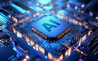 konceptuell bild av artificiell intelligens 3d chip. generativ ai. foto