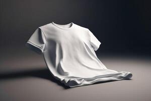 utan ansträngning Häftigt, 3d tömma vit t-shirt attrapp med tillfällig stil, 3d framställa ai genererad foto