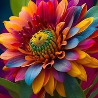 abstrakt makro fantasi av färgrik blomma. generera förbi ai foto