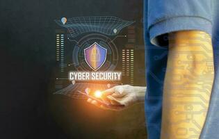 cyber säkerhet den är en systemet tagit fram till spela teater som en säkerhet för tillgång till data, nätverk, enheter, program och attacker den där kommer orsak skada eller tillgång förbi obehörig personer. foto
